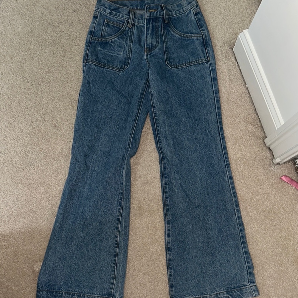 John Galt Pacsun Blue Flare Wide Leg Jeans
